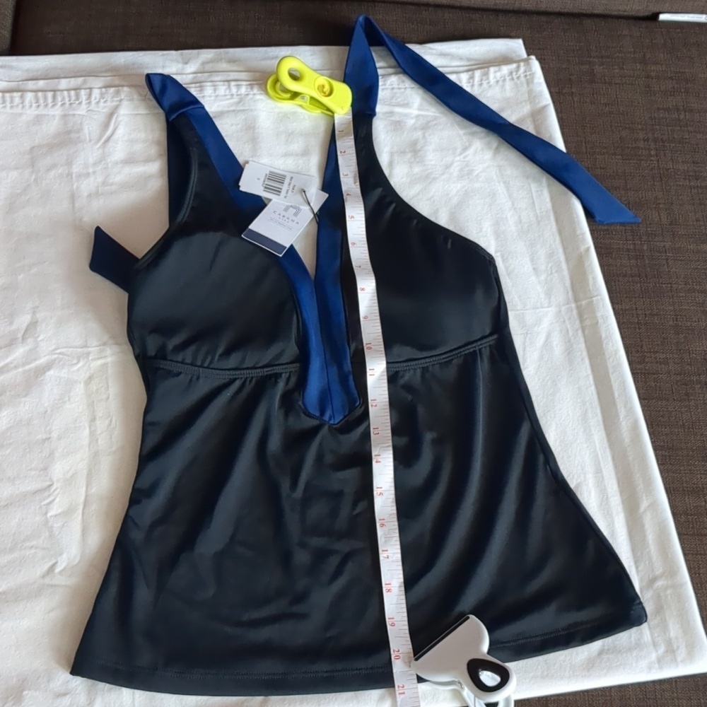 CABABA LIFE Black/Navy Tankini Adjustable Tie Top UPF 50+ NWT - Picture 14 of 17
